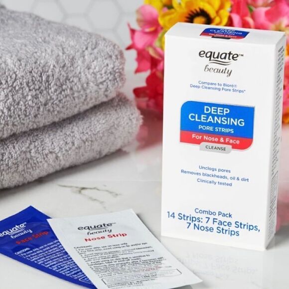 Equate Beauty Deep Cleansing Pore Strips for Nose & Face Combo Pack, 14 count - Picture 2 of 4
